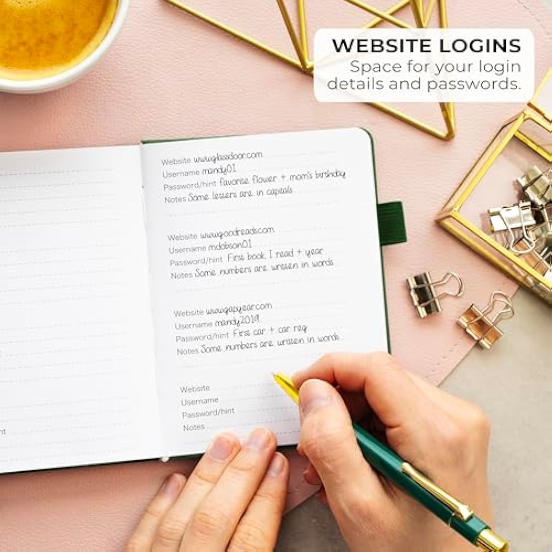 Clever Fox Address Book with alphabetic tabs - PU Leather Telephone and Address Book for Keeping Contacts Safe, Contact Organizer Journal, Small Size (10.5 x 14cm), Hardcover, Forest Green