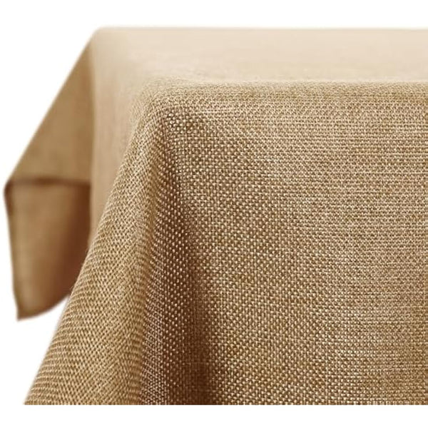 Deconovo - Waterproof and Water Repellent Linen Effect Rectangular Tablecloth for Dining Room Indoor and Outdoor - 137 x 274 cm - Brown