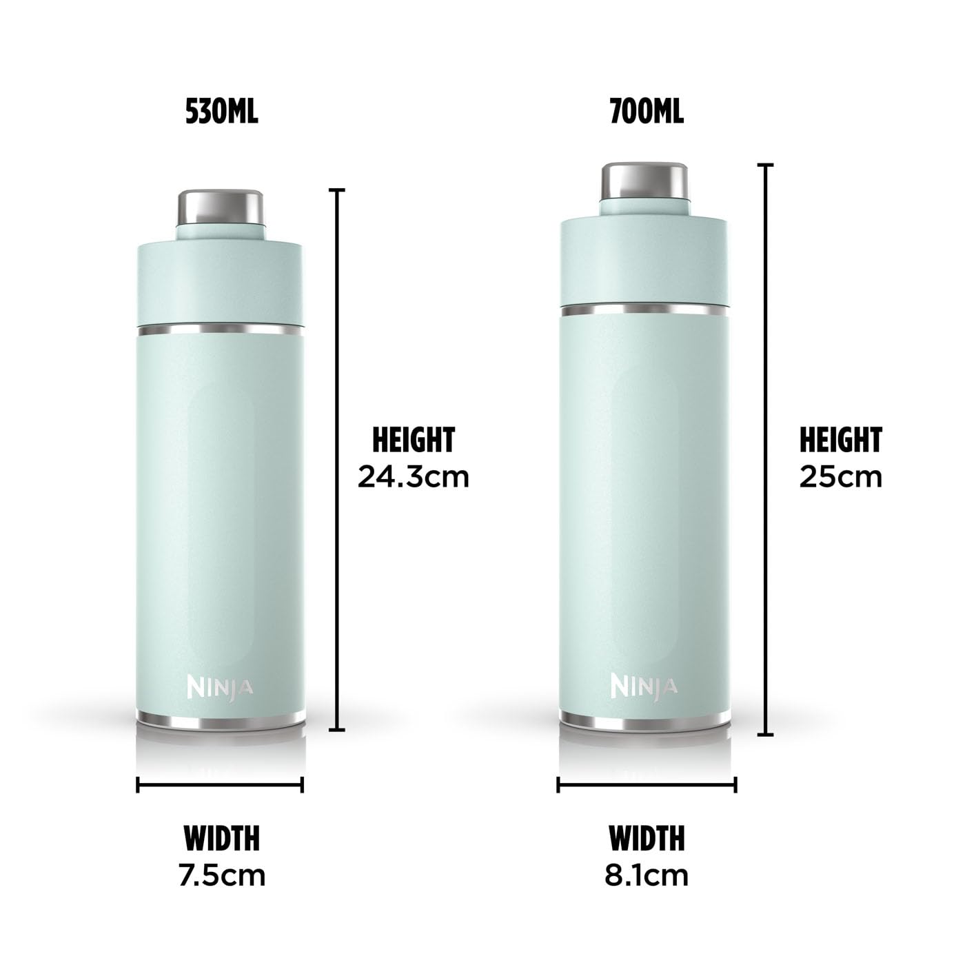 Ninja Thirsti Water Bottle and Flask 709 ML With Leak-Proof Lid, Designed For Carbonated, Hot & Cold Drinks, Ideal For Travel & Sports, Triple Insulated, Stainless Steel Bottle, Black, DW2401EUUKBK