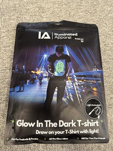Illuminated Apparel Interactive Glow in The Dark T-Shirt - Fun for Birthday Parties & Festivals - Light up The Night