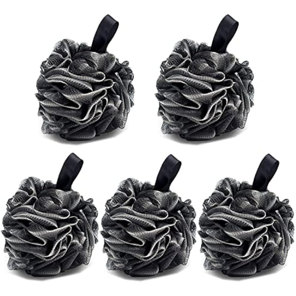 5 Pack Bath Shower Sponge JollyJelly Mesh Bath Loofahs Body Scrubber Brush for Women Men Exfoliate Skin Clean Soothe Skin (60g/PCS)