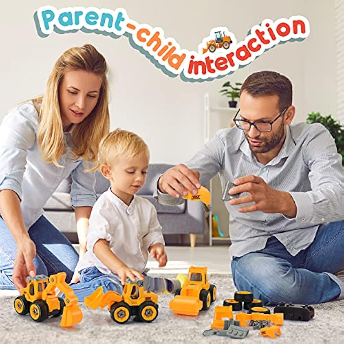 Anginne 4 in 1 Construction DIY Take-Apart Digger Toys Cars Set - Building Toys & Educational Gifts