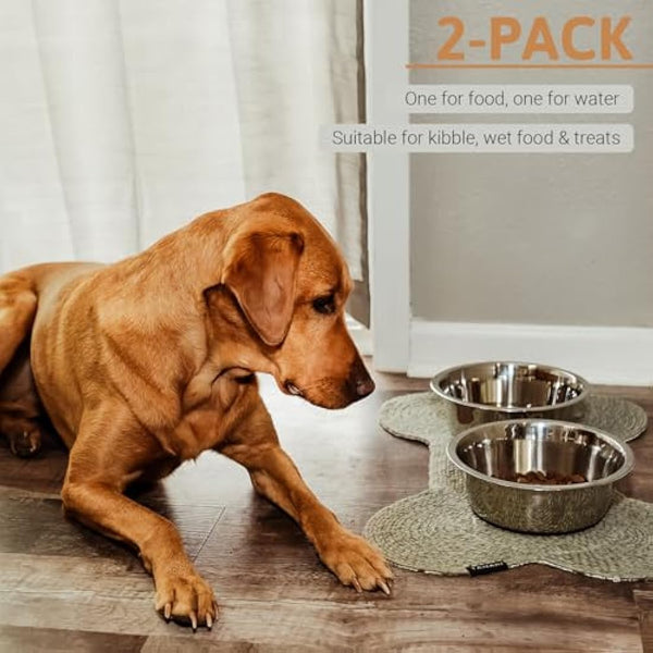 PEGGY11 Stainless Steel Dog Bowls, Nonslip, Food Grade, Dishwasher Safe, Easy to Clean - 3.8L, 2 Pack