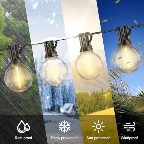 JEYMORKEY 20M 65Ft Outdoor String Lights LED Mains Powered Waterproof G40 Globe String Lights with Plastic Bulbs Shatterproof Garden Lights for Balcony, Bistro, Wedding, WarmWhite