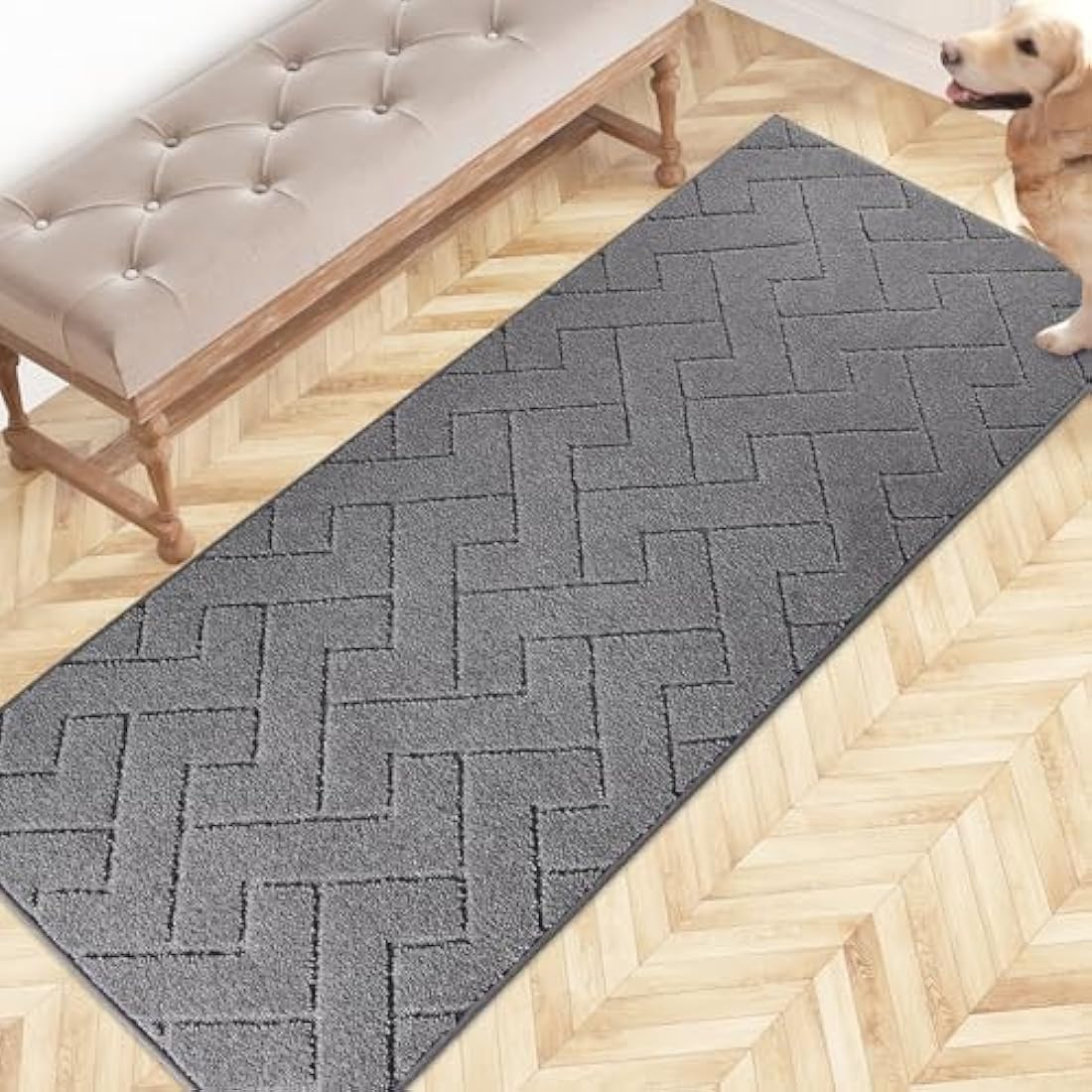 FCSDETAIL Dirt Trapper Indoor Door Mat 60 x 150 cm, Machine Washable Entrance Rug, Dog Doormat, Non-slip Inside Runner Rug for Kitchen, Hallway, Entryway