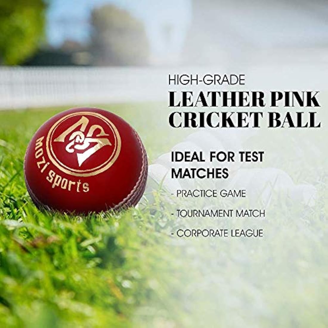 Mozi Sports® Leather Cricket Ball Senior Hand Stitched Match Quality Balls Weight 5.50oz