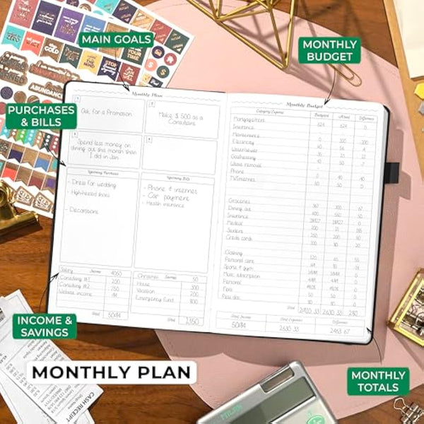 GoGirl Budget Planner – Monthly Financial Planner Organizer Budget Book. Expense Tracker Notebook Journal to Control Your Money. Undated – Start Any Time, A5 Size, Lasts 1 Year – Black