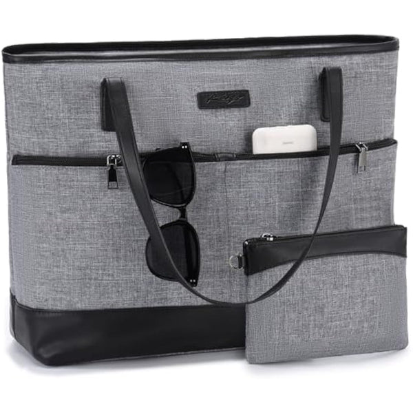 Kasgo Laptop Bag for Women,Water Resistant 15.6 inch Tote Bag Women Shoulder Bag Large Ladies Handbag Purse Teachers Bag Work Bag with Luggage Sleeve for Office Travel School