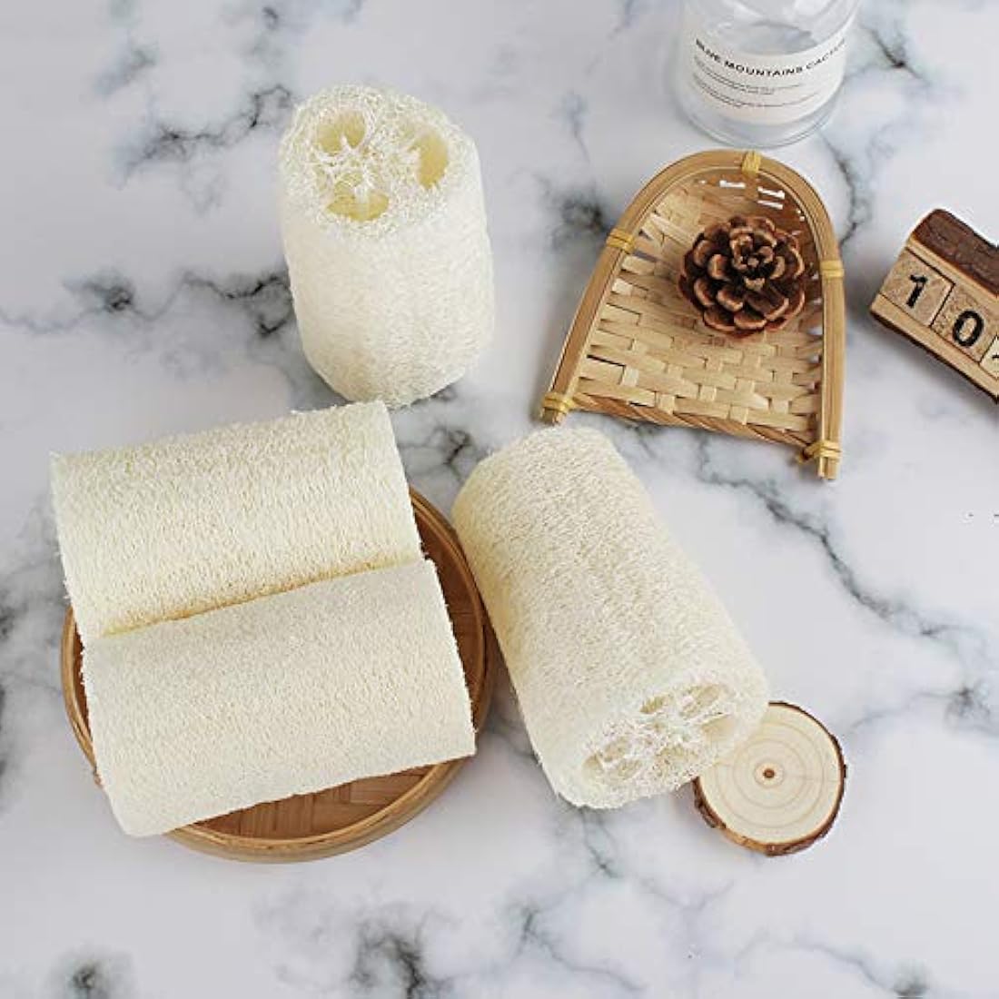 8pcs Organic Loofah Sponge, Natural Loofah Sponge, Organic Luffa, Organic Sponge Bath for Shower Scrubbing and Kitchen Cleaning(6 * 10cm)