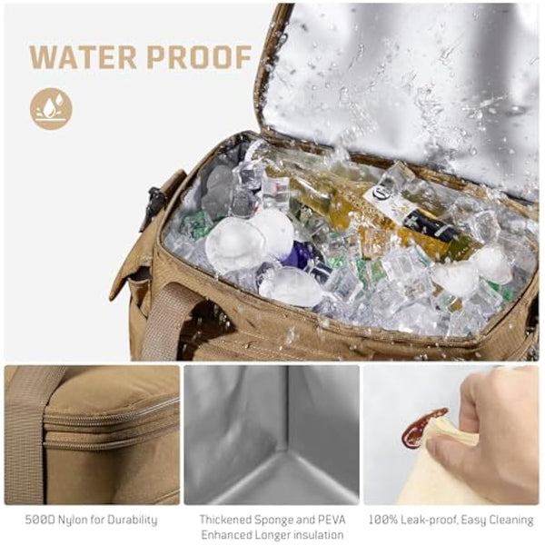 1TG Tactical Insulated Lunch Bag, Expandable Lunch Box for Men, Leakproof Large Cool Bag with Shoulder Stap, Reusable Lunch Tote Bag for Work Travel Camping Picnic Beach, 18L-24L