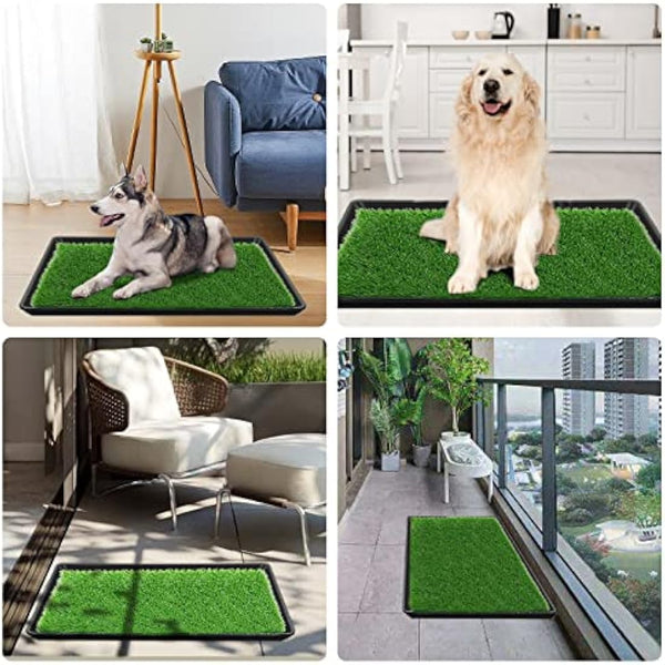 Embellbatt 60 * 90CM Dog Grass Pad with Tray, Dog Potty Grass for Puppy Training, Artificial Fake Grass for Dogs to Pee on Indoor Outdoor Dog Training Floor Protection Trays