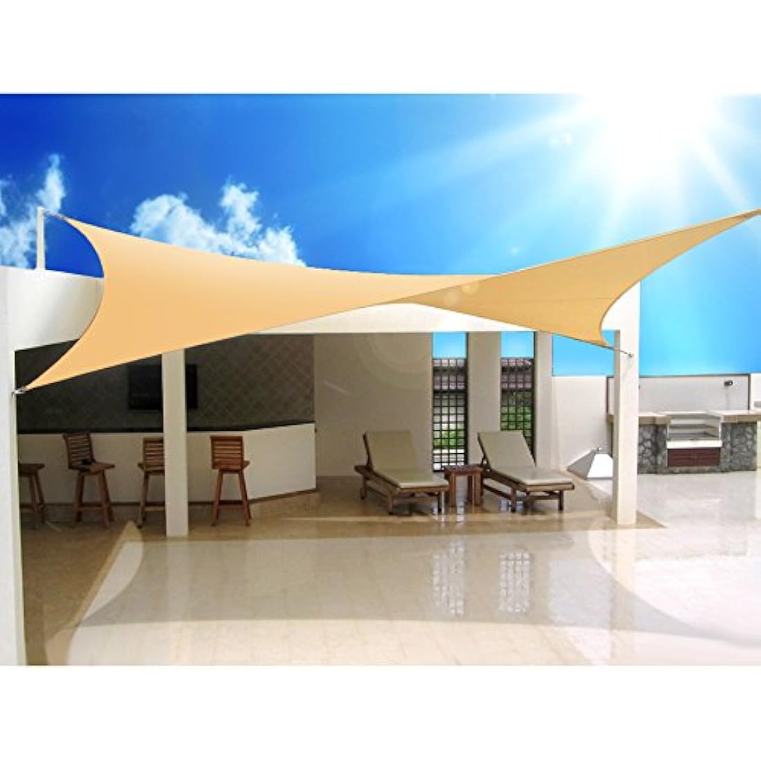 GreenBlue GB Triangle Rectangle Shade Sail Sun UV Protection Garden Canopy Patio Waterproof (Rectangle 4m)