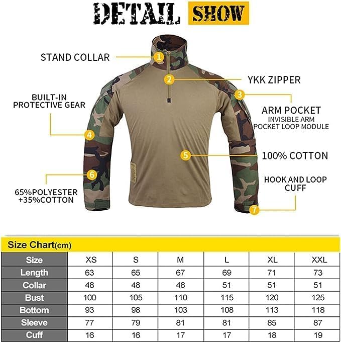 EMERSONGEAR Men's Tactical Shirt,Gen3 Airsoft Combat Army Paintball Quick Dry Long Sleeve BDU T-Shirt Top