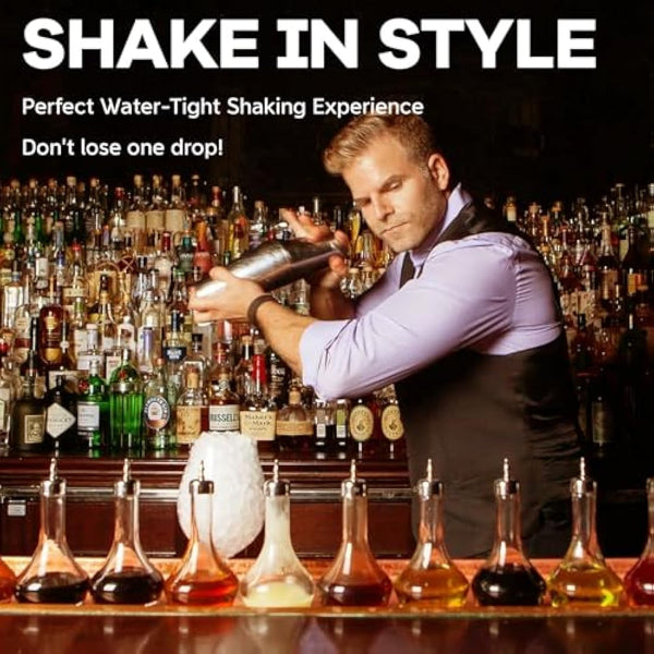 12-Piece Bartender Cocktail Shaker Set, 750 ml Stainless Steel Boston Cocktail Shaker, Perfect Cocktail Set with Wooden Stand for Home, Bar & Party Gift