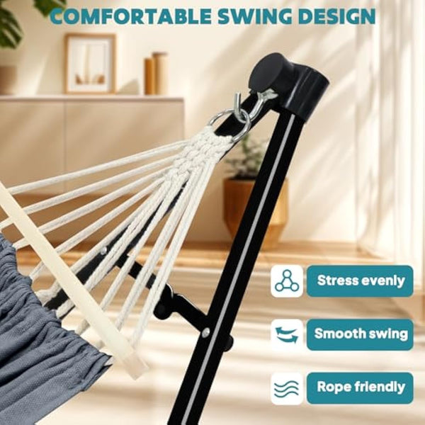 Anyoo Hammock & Hanging Chair with Foldable Stand, Dual Use Portable Hammock Stand Set for Indoor, Outdoor Hammocks