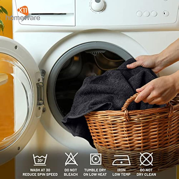X11 Homeware Bath Towels Pack of 4 Egyptian Cotton Towel Set Highly Absorbent Soft Bathroom Towels Set of 4 Ring Spun Cotton Quick Dry Large Towels (Black)