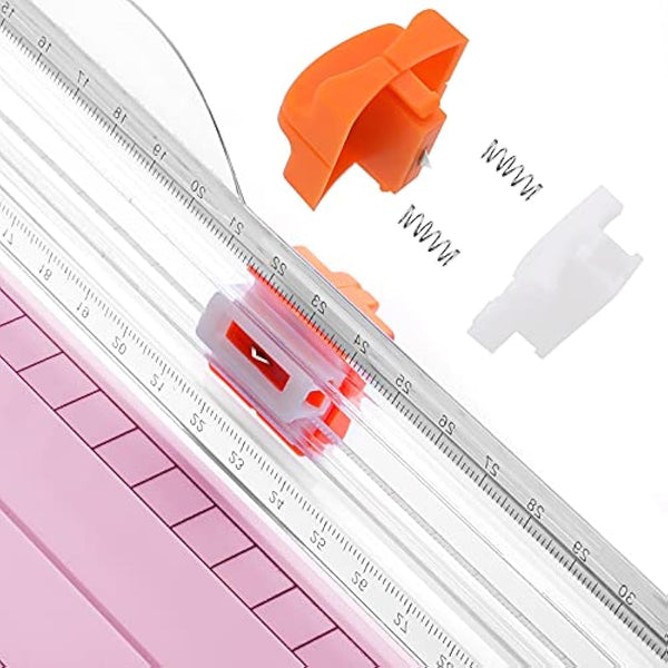 Firbon A4 Paper Cutter 12 Inch Titanium Paper Trimmer Scrapbooking Tool with Automatic Security Safeguard and Side Ruler for Craft, Coupon, Label and Cardstock (Pink)