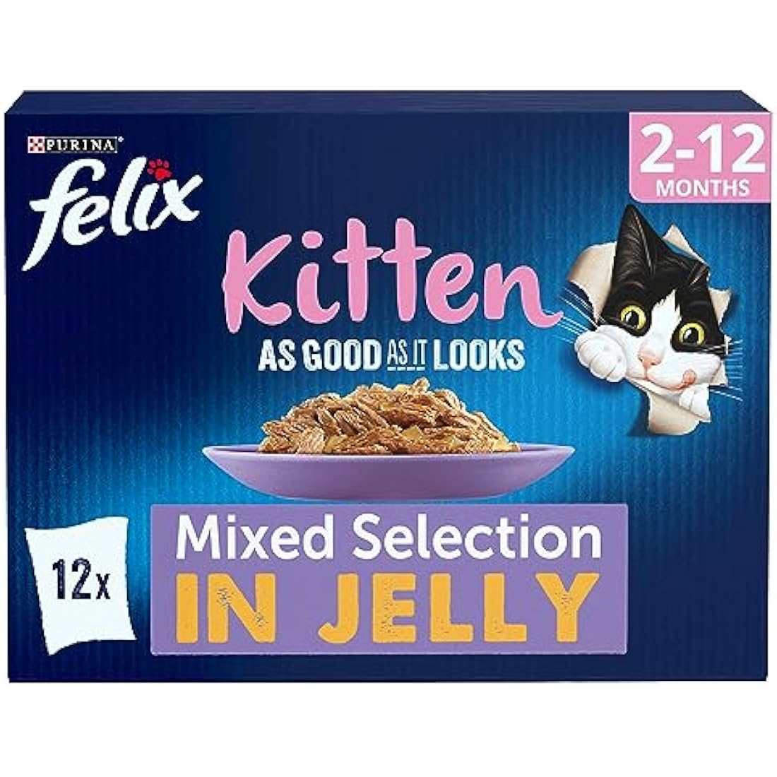 Felix Kitten As Good As It Looks Cat Pouches Mixed In Jelly 100g (48 Pouches)