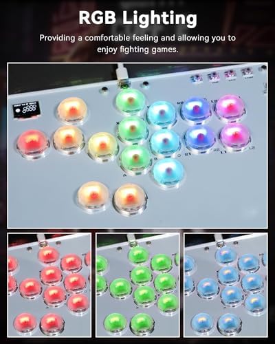 Sehawei Haute42 Arcade Stick 16Keys All-Button Gamerfinger with Turbo Functions & Custom RGB,Arcade Controller Street Fight for PC/Ps3/Ps4/Switch/Steam Game Keyboard-Supports Hot Swap & SOCD
