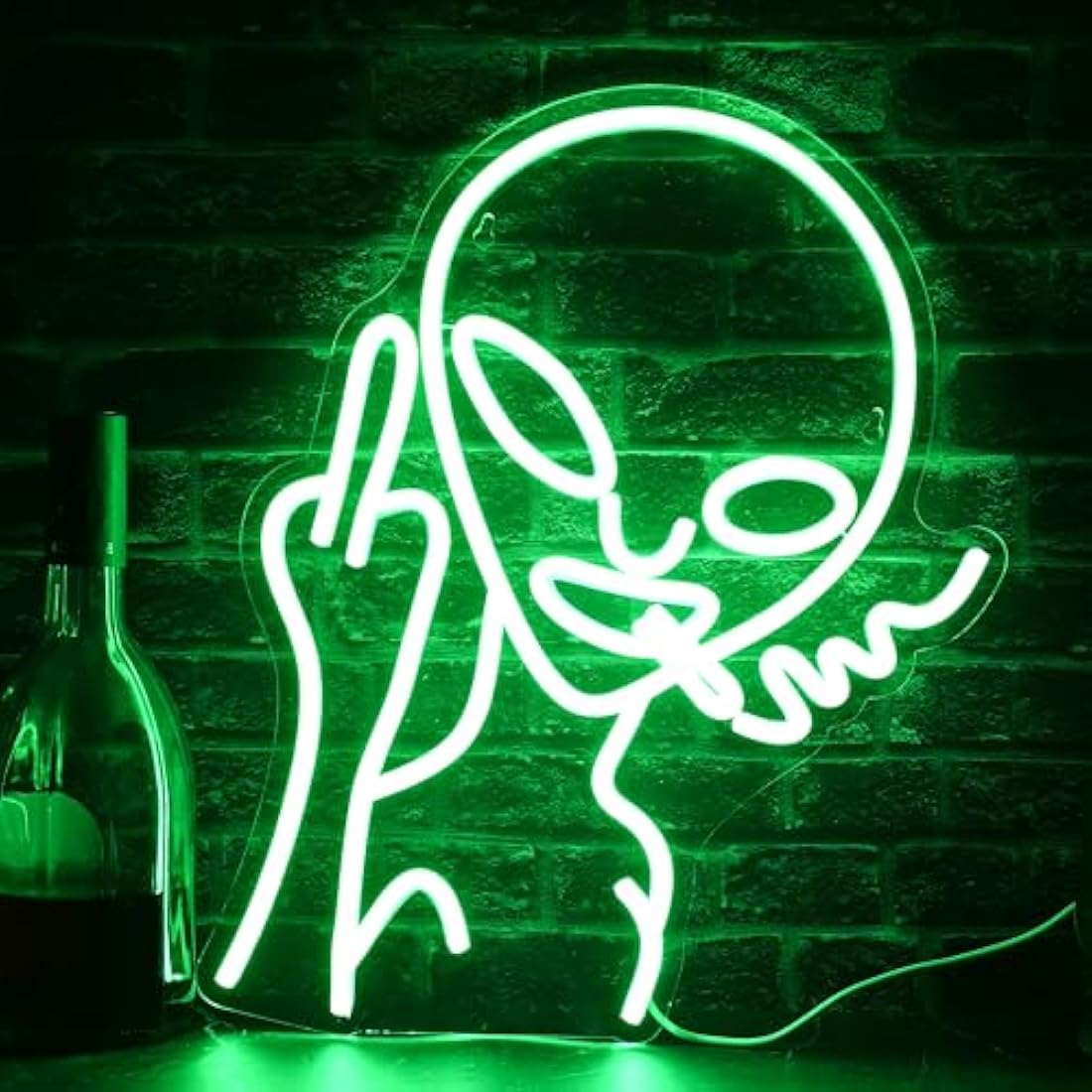 Alien Neon Sign, LED Neon Light for Wall Decoration, Party, Bar, Bedroom, Game Room, Christmas Decoration Neon Lights (Green)