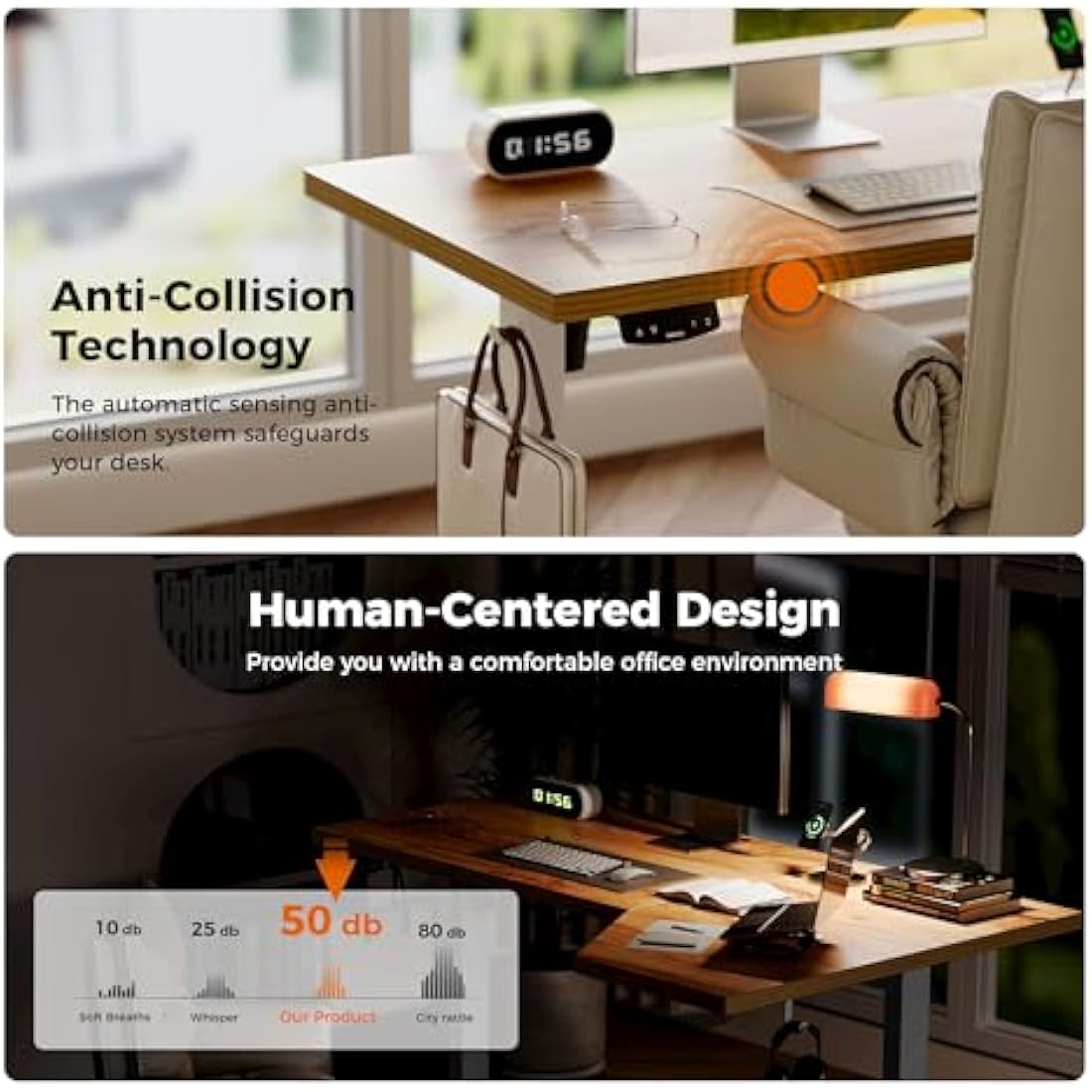 Agilestic L-Shaped Electric Standing Desk, 140cm Height Adjustable Sit-Stand Desk for Home Office, Ergonomic Computer Desk with Spliced Board, Light Brown