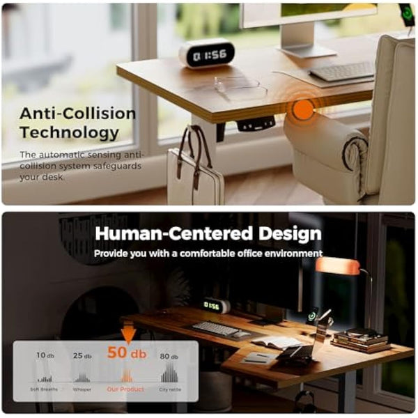 Agilestic L-Shaped Electric Standing Desk, 140cm Height Adjustable Sit-Stand Desk for Home Office, Ergonomic Computer Desk with Spliced Board, Light Brown