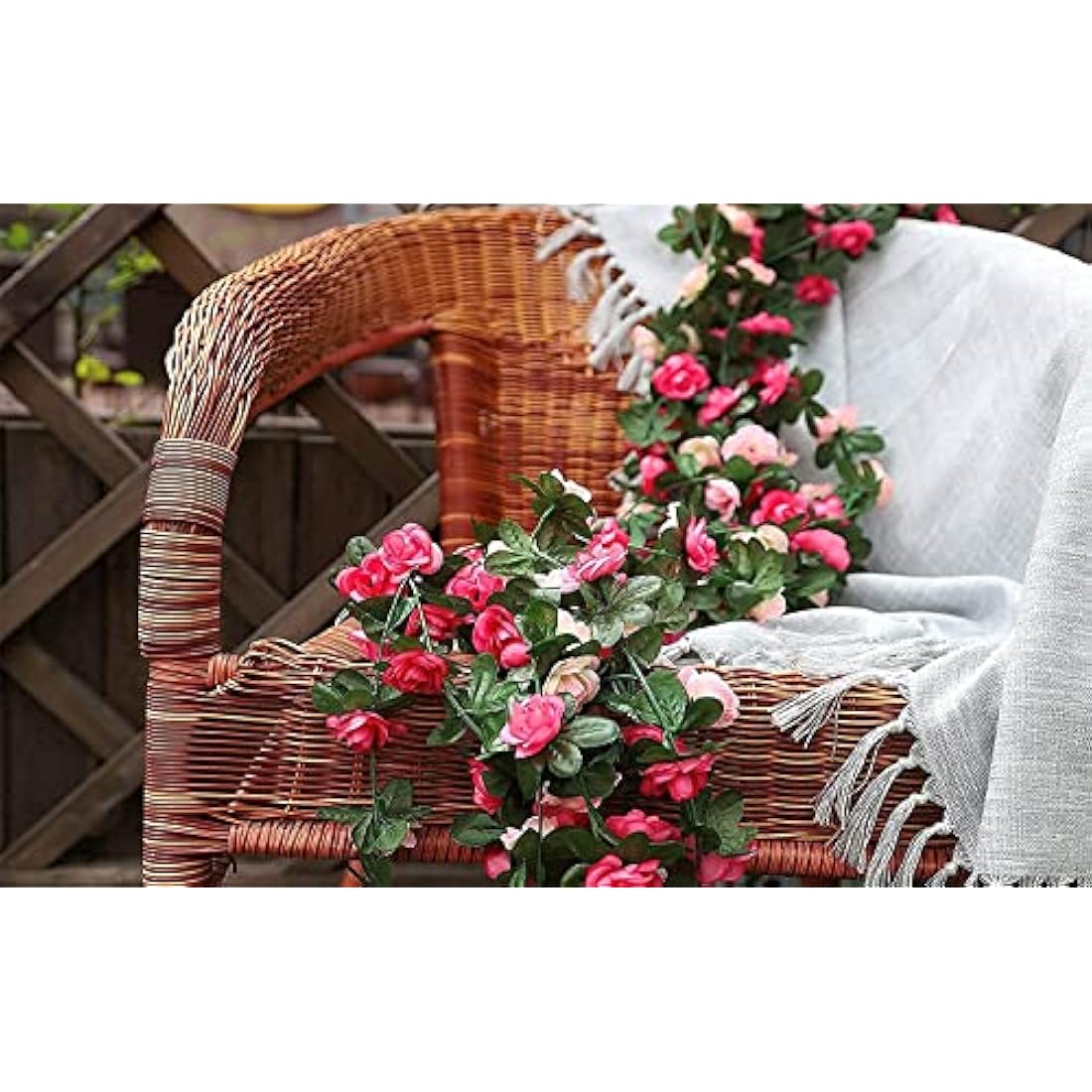 2 Pack Artificial Rose Flower Garland Fake Rose,8.2 ft /2.5m Flower Vine Artificial Flower Hanging Rose Garlands for Home Hotel Office Wedding Party Garden Craft Art Decor