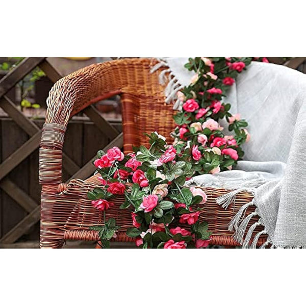 2 Pack Artificial Rose Flower Garland Fake Rose,8.2 ft /2.5m Flower Vine Artificial Flower Hanging Rose Garlands for Home Hotel Office Wedding Party Garden Craft Art Decor