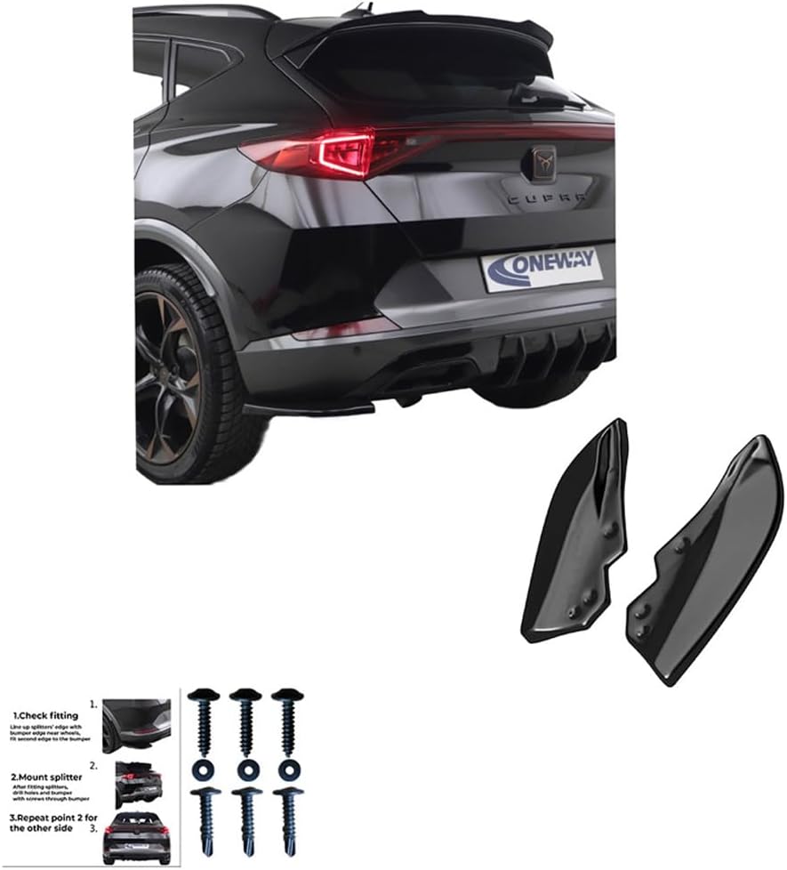 Oneway Rear Side Diffusors compatible with Cupra Formentor 2020-2024 & Facelift 2024- - Gloss black