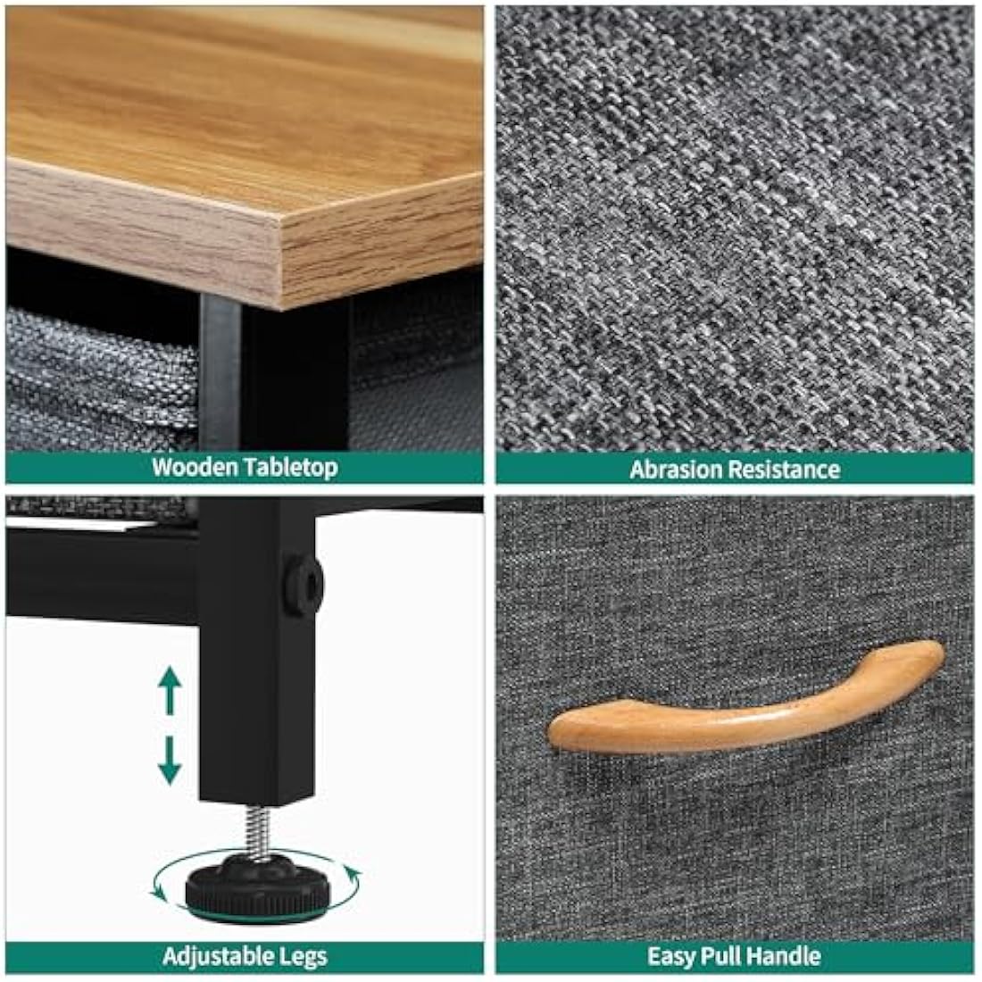 YITAHOME Chest of Drawers with 4 Drawers, Fabric Dressers with Easy Pull Handle,Sturdy Steel Frame,Storage Drawers for Bedroom, Closet, Clothes, Dark Grey