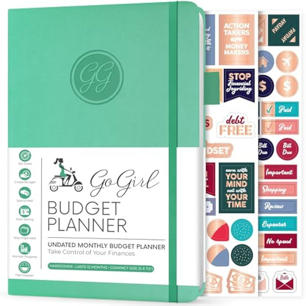 GoGirl Budget Planner – Monthly Financial Planner Organizer Budget Book. Expense Tracker Notebook Journal to Control Your Money. Undated – Start Any Time, 13.5x19cm, Lasts 1 Year – Emerald