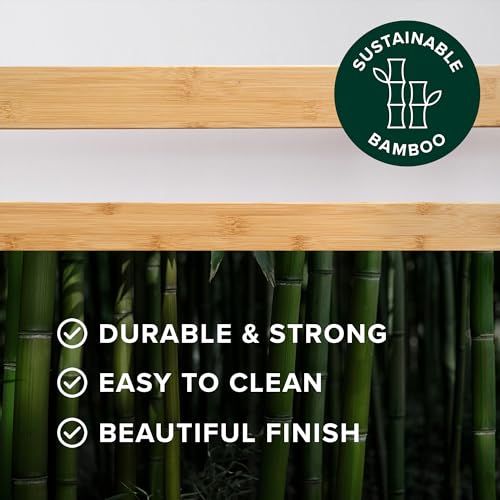 Zinus Ellie Single Bed Frame - Bed 90 x 190 cm - 36 cm Height with underbed storage - Bamboo and Wood Platform Bed Frame with Headboard, Brown