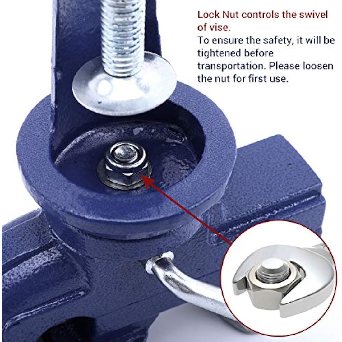 Nuovoware Table Vise 70mm, 360° Swivel Base Universal Home Portable Bench Clamp, Clamp-on Vise Bench Clamps Fixed Tool for Woodworking, Metalworking, Cutting Conduit, Drilling, Sawing, Blue
