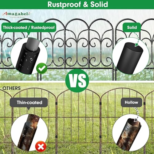 Amagabeli Garden Home Decorative Metal Garden Fence Panels 5PCS 46CM(H) x2.29M(L) Metal Garden Fencing Panels Border Outdoor Rustproof Landscape