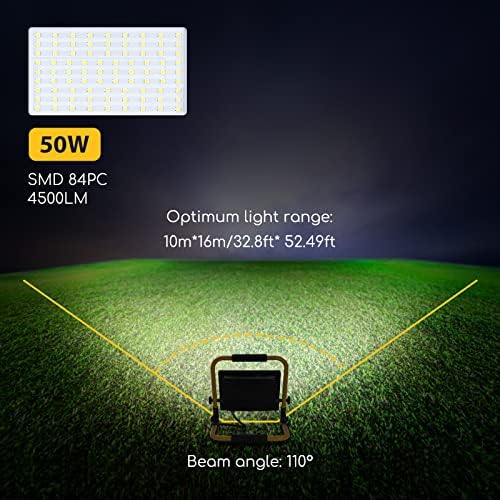 Aigostar Folding Floodlight, 50W 4500LM IP65 Waterproof LED Job Site Light, 5.9ft Cord Plug, Cool White Portable Work Floodlight for Outdoor Garden