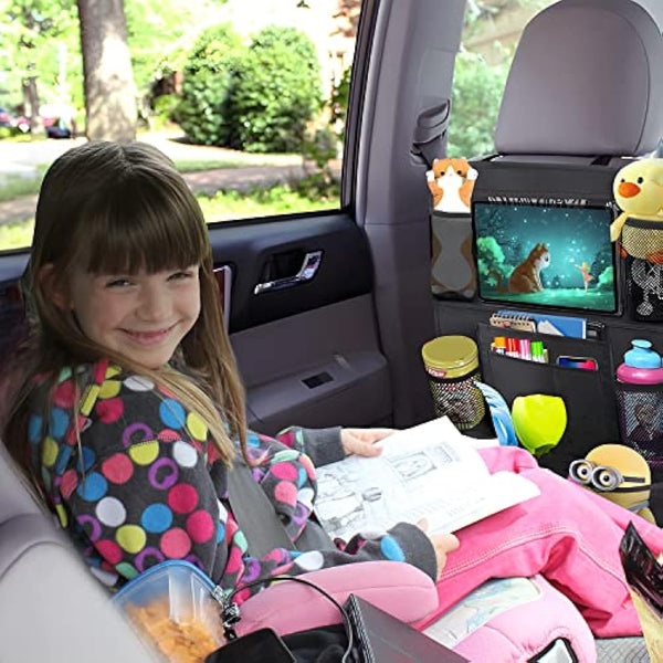 AiQInu Car Back Protector and Organiser, Waterproof Oxford Cloth Car Seat Organiser with Lots of Storage Space, Children (2 Pieces)