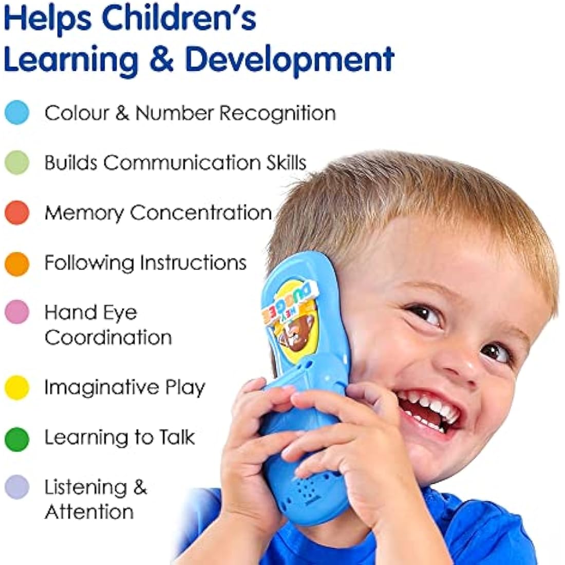Hey Duggee Toys, Flip & Learn Toy Phone For Kids - Helps Child Development, Learning, Problem Solving, Communication, Hand-Eye Coordination and Motor Skills, 18+ Months, Blue