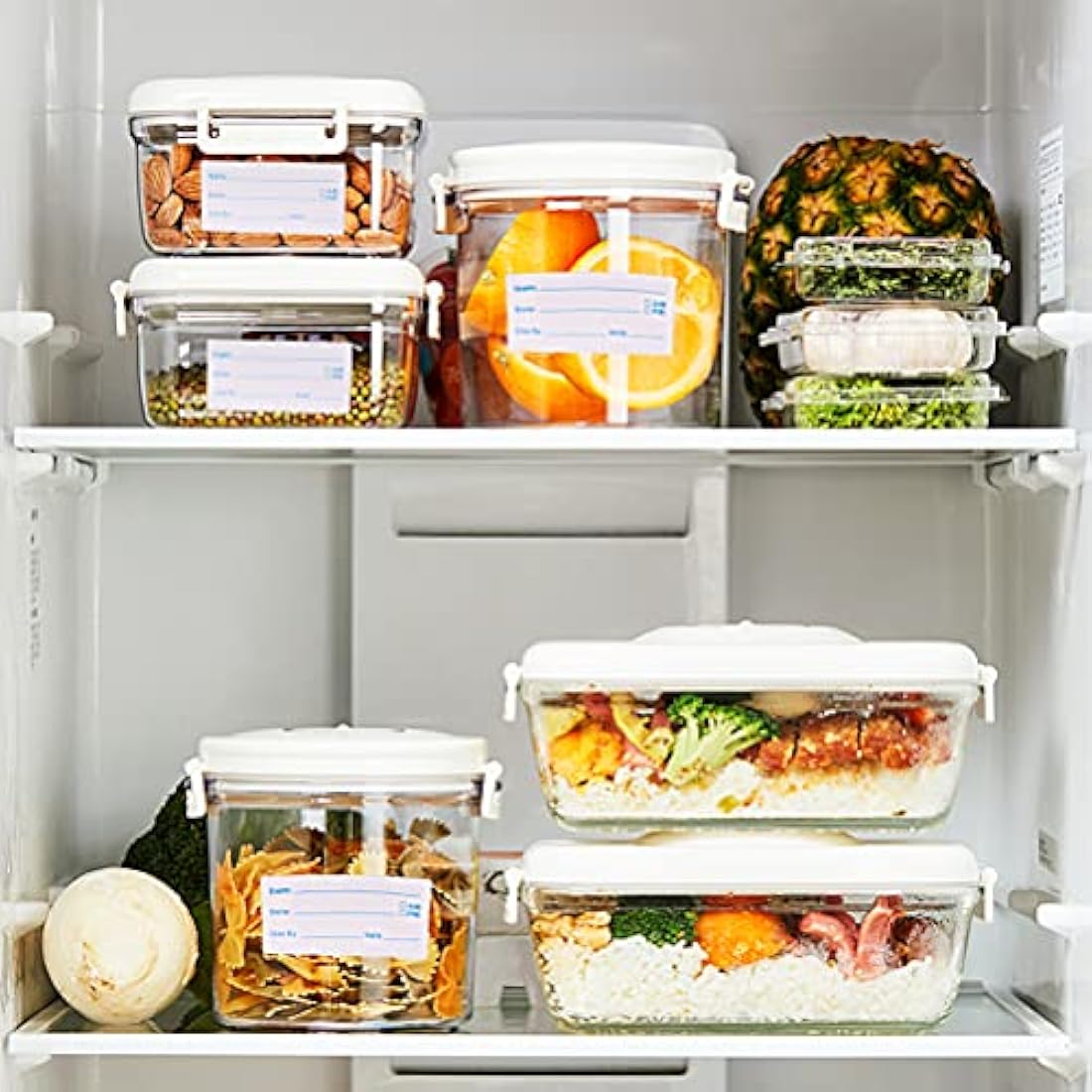 2 Rolls 1000 Pieces Removable Food Stickers, 1 x 2 Inch Food Freezer Lables Reminder Food Storage Labels Prep Canning Labels for Jars, Pantry and Meal Containers (Red, Blue)