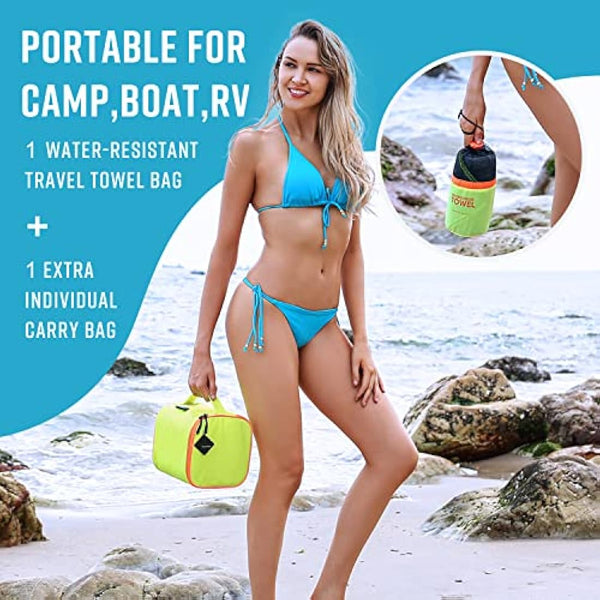 4Monster 6 Pack Microfibre Gym Towel with Accessory Bag, Quick Dry Travel Towel Super Lightweight, Ultra Absorbent Beach Camping Towel for Sports Yoga Swimming Hiking Bath and Pool (6Pack, Navy Blue)