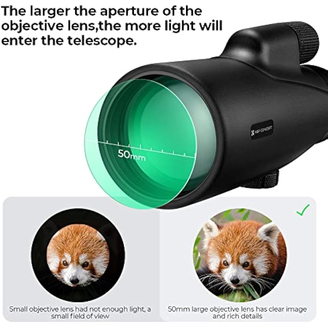 K&F Concept 12X50 HD Monoculars, Monoculars Telescope for Adults with BAK4 Prism & FMC Lens, Waterproof Monocular Scope with Dual Focus for Bird Watching Hunting Wildlife Hiking Traveling