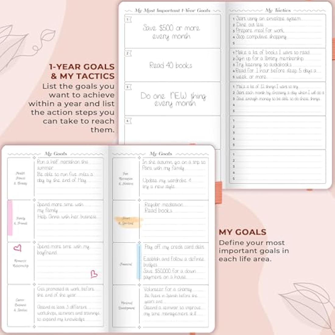 GoGirl Planner and Organizer for Women – Pocket Weekly Planner, Goals Journal & Agenda for Time Management & Productivity. Undated (Peach pink)