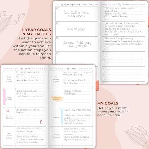 GoGirl Planner and Organizer for Women – Pocket Weekly Planner, Goals Journal & Agenda for Time Management & Productivity. Undated (Peach pink)