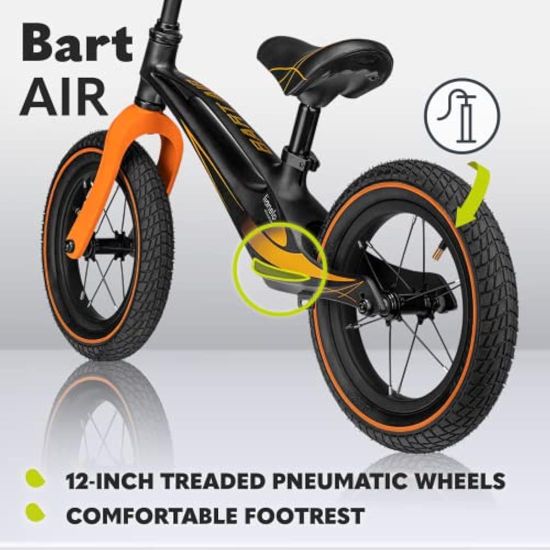 lionelo Bart Running Bike From 2 Years Up To 30Kg Magnesium Frame 12" Wheels Steering Wheel And Saddle Height Adjustable Steering Wheel Lock Footrest Carrying Handle Ultralight