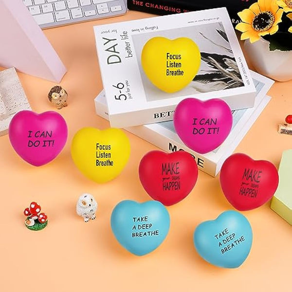 Ainiv Heart Style Squeeze Stress Balls, 4pcs Relief Ball, Sensory Ball for Kids and Adults, Hand Exercise Toys Anxiety, Fidget, Tension, Manage Anger (F5-3609693)