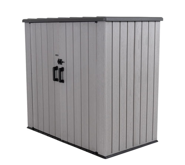 LIFETIME Plastic Wood Grain Textured Storage Box Desert Sand/Grey, 151x72x69 cm