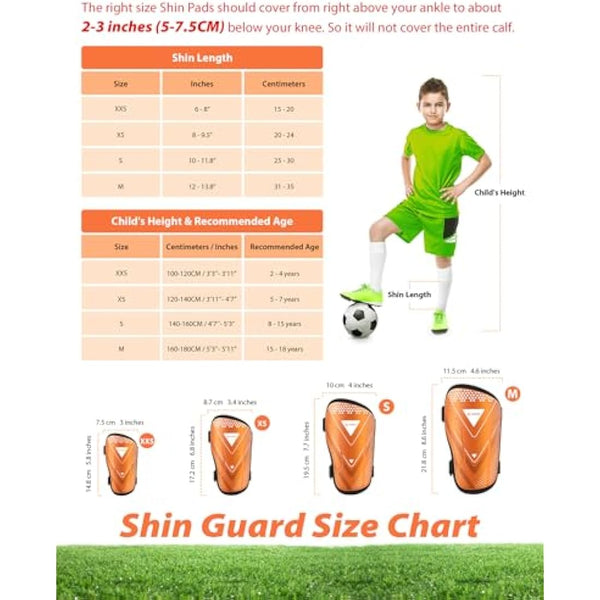 AirsFish Shin Pads Boys CE Certified Kids Football Shin Guards Breathable Non Slip Extended Adjustable Straps Lightweight Soccer Shin Pads for Boys Girls Teens Leg Calf Protective