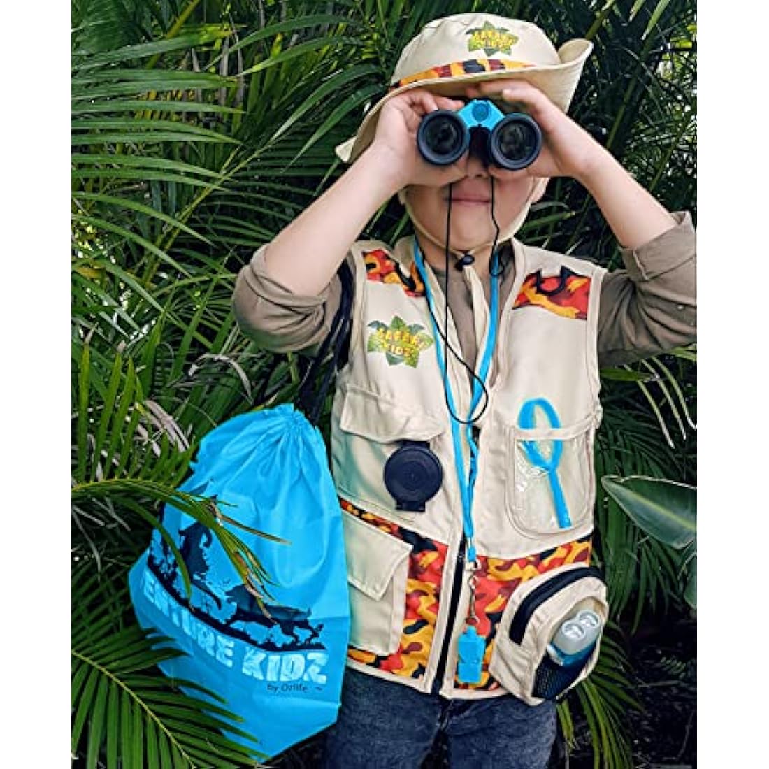 Adventure Kidz Outdoor Exploration Kit, Children’s Binoculars, Flashlight, Compass, Fox Whistle, Magnifying Glass, Backpack. Great Gift Set for STEM, Pretend Play, Ages 3+