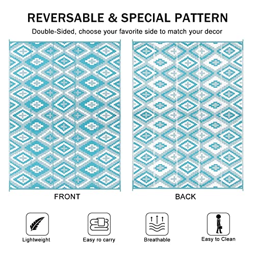 Enyhom Large Outdoor Rug 180 x 270 cm, Reversible Plastic Straw Woven Rug, Waterproof Camping Rugs for Garden, Recycled RV Patio Floor Mat for Porch