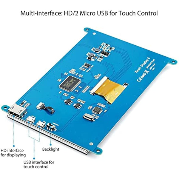ELECROW 7-Inch Touchscreen Monitor, 1024X600 Resolution, Compatible with Raspberry Pi 5/4, Windows PC, Jetson Nano, BB Black