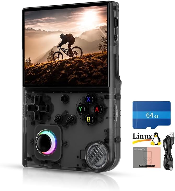 RG40XXV Retro Handheld Game Console , 4.0 Inch IPS Screen Linux System Built-in 64G TF Card 5528 Games Support TV Output 5G WIFI Bluetooth 4.2 (RG40XXV-Black)